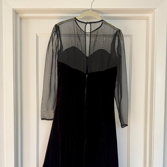 Vintage Karen Lucas for Niki Black Velvet Tea Length Dress - Picture 2 of 8